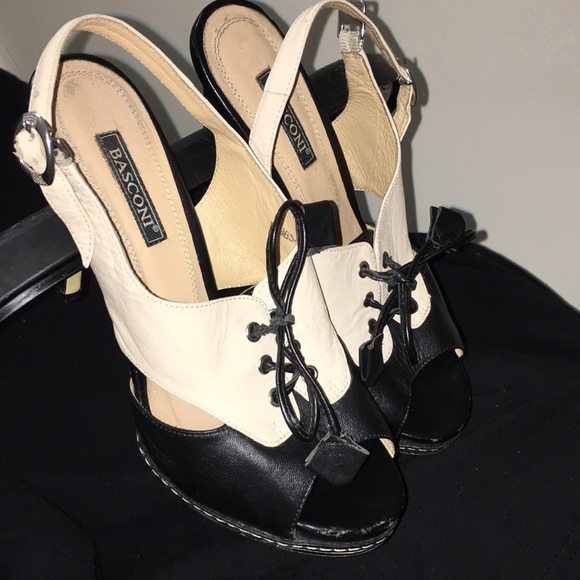 Basconi vintage tuxedo peep toe slingback - Picture 6 of 8